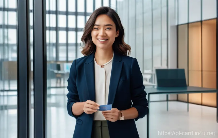 체크카드로 투자 시작하기 - A confident woman in her late 20s to early 30s, dressed in a sharp yet approachable smart-casual out...