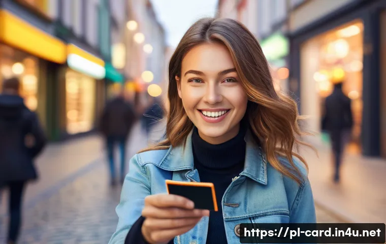 신용카드로 적금 들기 - A vibrant and energetic scene featuring a young adult, dressed in modern casual clothing, joyfully h...